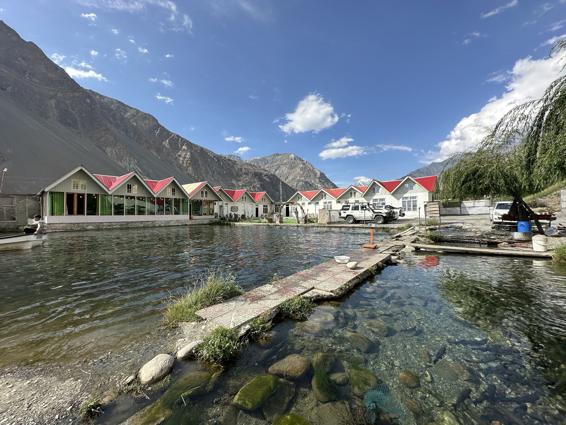 Trout fish farm ponds at Mountain Resort Birgal Valley in Ghizer, Gilgit